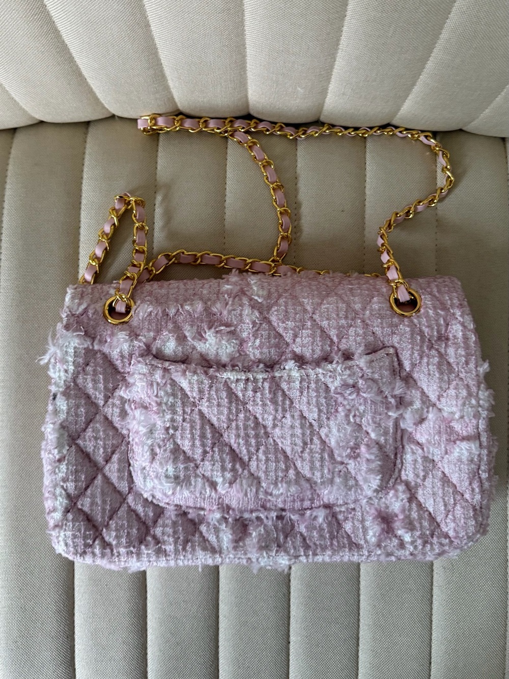 Chanel Pink Tweed Classic Flap - Picture 2 of 5